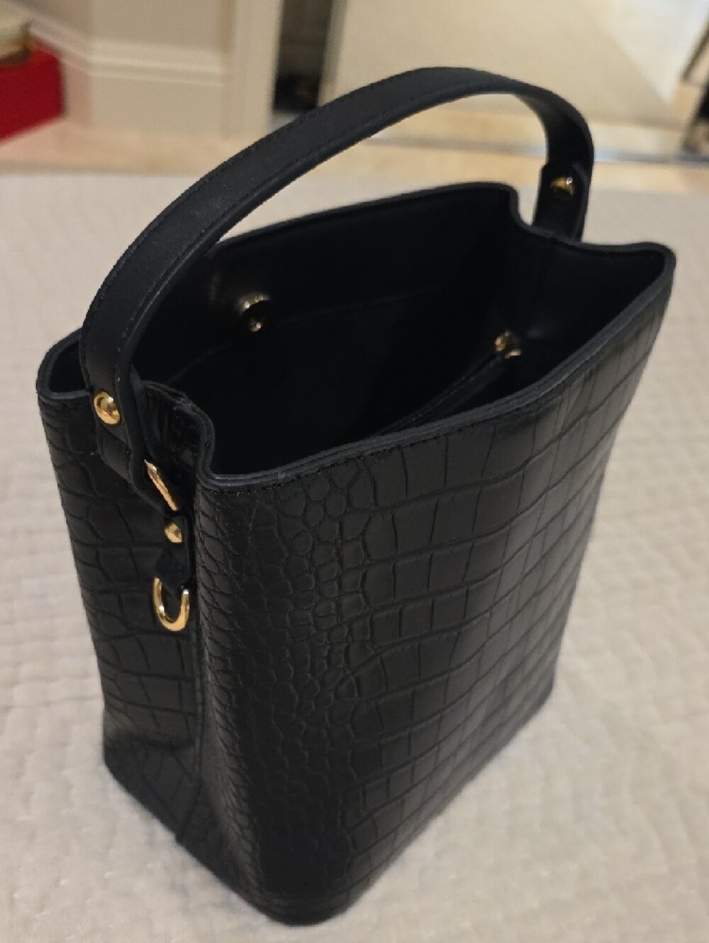 Black Bucket Bag (Without Crossbody Strap) (Never Used) - Picture 2 of 12